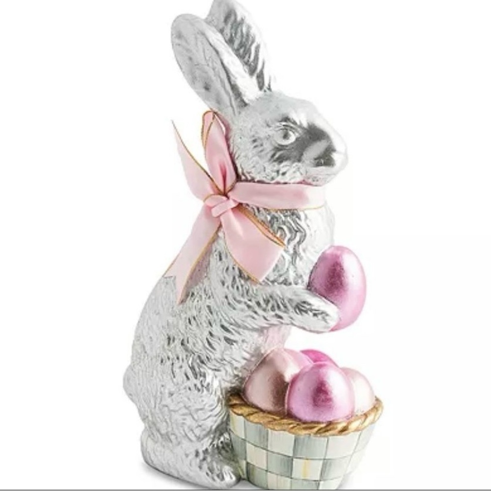 ❤️SOLD❤️MacKenzie-Childs Silver and Pink Bunny Decor